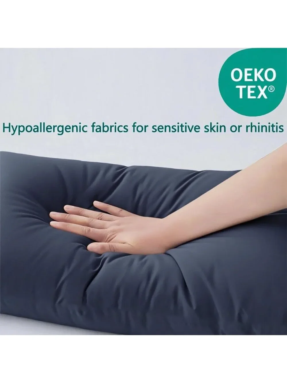 〽️Flat Ultra Thin Bed Pillows Standard Size Set of 2 Soft Down Alternative Blue